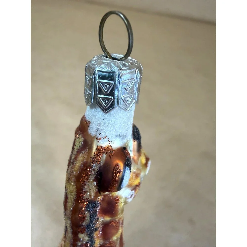 Vintage Slavic Treasures Glass Giraffe Christmas Ornament Poland Handmade 2001